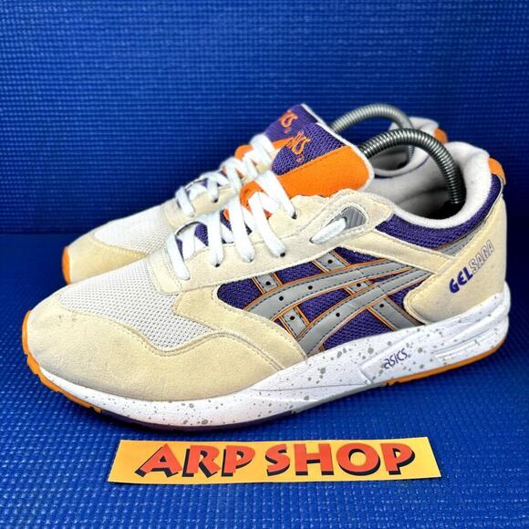 🔴 ASICS GEL SAGA PHOENIX Men`s Size 8.5 White Purple Grey Running Shoes H423N - Picture 1 of 8